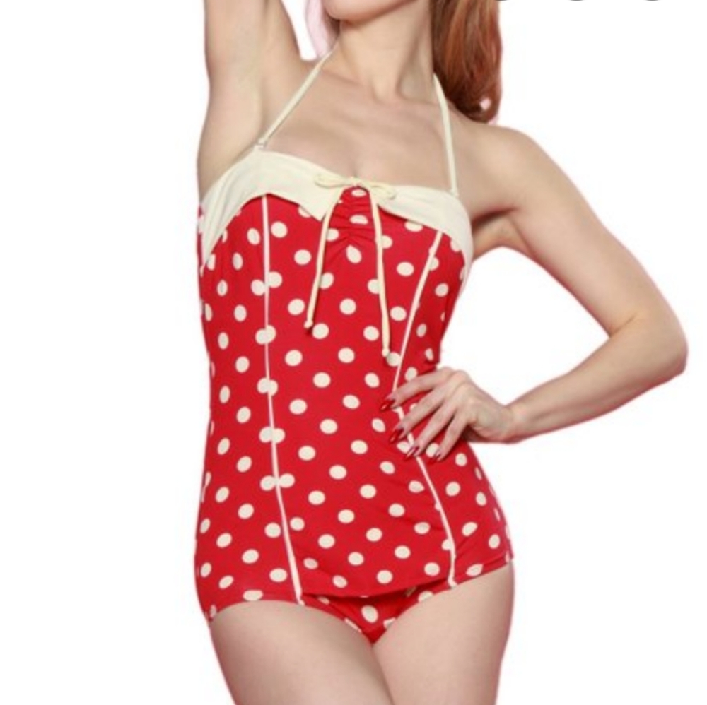 Bettie Page retro polka dot swimsuit size 6/XS